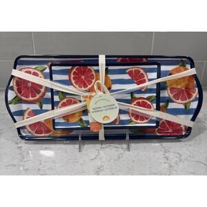 5pc Set GRAPEFRUIT Plates & Platter / Tray C&C California Melamine Citrus NEW